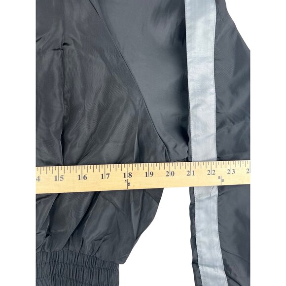 Cest Toi Cropped Black Nylon Jacket With Reflective Stripes & Zippered Front M - Picture 11 of 16